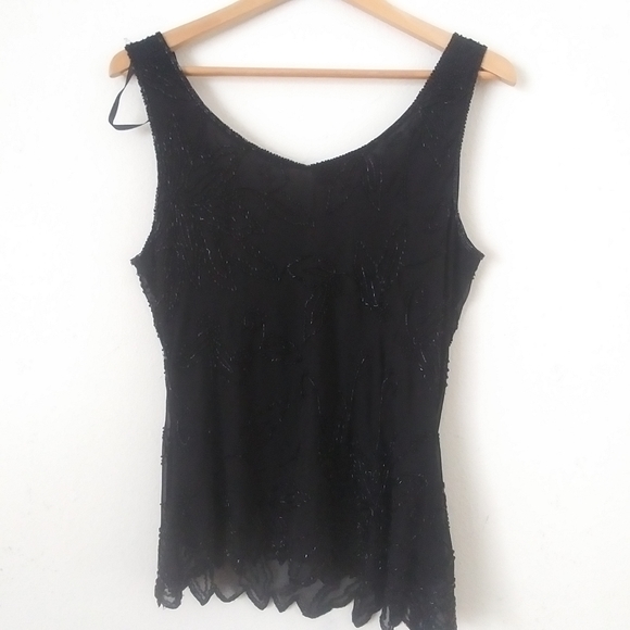 Vintage JKARA New York Beaded Asymmetrical Tank, Black - Picture 14 of 14